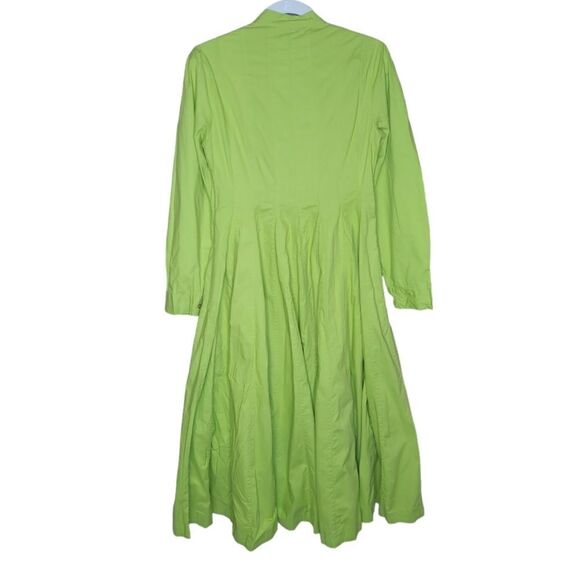 THE J PETERMAN COMPANY chartreuse green embroidered long sleeve dress XS - Picture 3 of 11